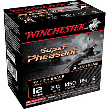 Winchester Ammo X12PHV6 Super Pheasant High Velocity High Brass 12 Gauge 2.75 1 38 oz 6 Shot 25 Bx 10 Case UPC: 020892018037