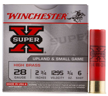 Winchester Super-X 28 Gauge Shotshell Ammunition, 2 3/4 Inch, 1295 FPS, 2/3 Ounce, #6 Shot - 25 Cartridge Box ( 25 / 1 )