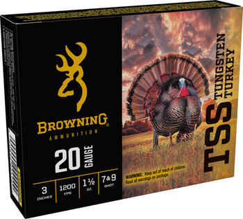 Browning Ammo B193922030 TSS Tungsten Turkey 20 Gauge 3 1 12 oz Tungsten 79 Shot 5 Per Box 10 UPC: 020892024762