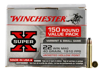 Winchester Super-X Hyper Velocity Rimfire Ammunition, 22 WMR, JHP, 40 Grain - 150 Cartridge Box ( 150 / 1 )