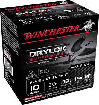 Winchester Drylock Super Steel 10 Gauge Shotshell Ammunition, 3 1/2 Inch, 1350 FPS, 1 1/2 Ounce, BB Shot - 25 Cartridge Box ( 25 / 1 )