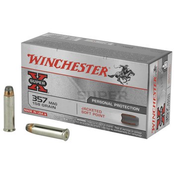 Winchester Super-X High Velocity Centerfire Ammunition, 357 Magnum, Jacketed Soft Point, 158 Grain - 50 Cartridge Box ( 50 / 1 )