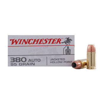 Winchester Ammo USA380JHP USA  380 ACP 95 gr Jacket Hollow Point 50 Per Box 10 Case UPC: 020892219670