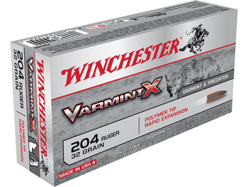 Winchester Ammo X204P Varmint X 204Ruger 32gr Polymer Tip Rapid Expansion 20 Per Box/10 Case