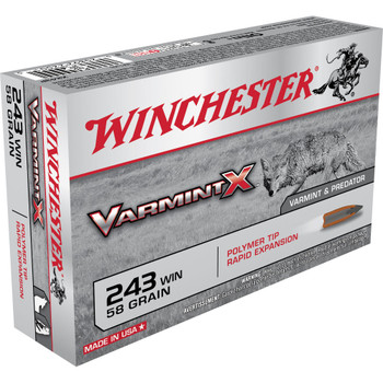 Winchester Ammo X243P Varmint X  243 Win 58 gr Polymer Tip Rapid Expansion 20 Per Box 10 Case UPC: 020892220010