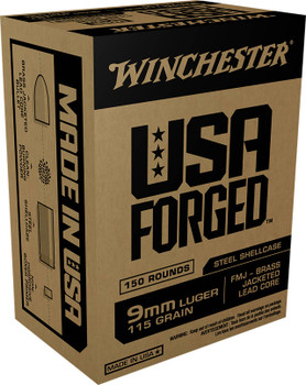Winchester USA Forged Standard Velocity Centerfire Ammunition, 9mm Luger, Full Metal Jacket, 115 Grain - 150 Cartridge Box ( 150 / 1 )