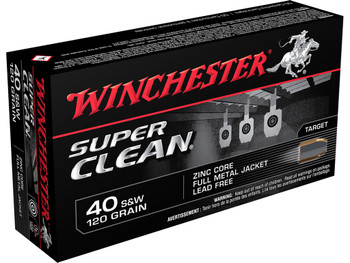 Winchester Ammo W40SWLF Super Clean 40S&W 120gr Lead Free Full Metal Jacket 50 Per Box/10 Case
