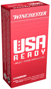 Winchester USA Ready Standard Velocity Centerfire Ammunition, 9mm Luger, Full Metal Jacket Flat Nose, 115 Grain - 50 Cartridge Box ( 50 / 1 )