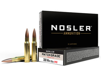 Nosler 60052 Match Grade 308Win 155gr Custom Competition Hollow Point Boat Tail 20 Per Box/10 Case
