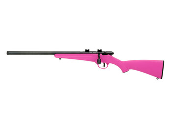 Savage Arms 13842 Rascal FLV-SR Youth 22 LR 1rd 16.12" Matte Blued Heavy Barrel, Matte Blued Carbon Steel Receiver, Pink Synthetic Stock, Left Hand