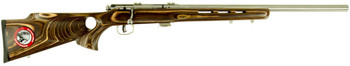Savage Arms 25725 Mark II BTVS 22 LR Caliber with 51 Capacity 21 Barrel Satin Stainless Metal Finish Fixed Thumbhole Natural Brown Laminate Stock  AccuTrigger Right Hand Full Size UPC: 062654257254