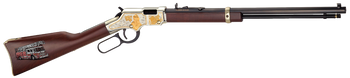 Henry H004FM Golden Boy Firefighter Tribute 22 Short, 22 Long or 22 LR Caliber with 16 LR/21 Short Capacity, 20" Blued Barrel, Nickel-Plated Metal Finish & American Walnut Stock Right Hand (Full Size)