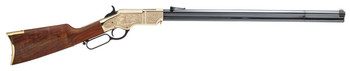 Henry H011D3 Original Deluxe 3rd Edition 4440 Win Caliber with 131 Capacity 24.50 Blued Barrel Polished Brass Engraved Metal Finish  Fancy American Walnut Ambidextrous Hand Full Size UPC: 619835110046