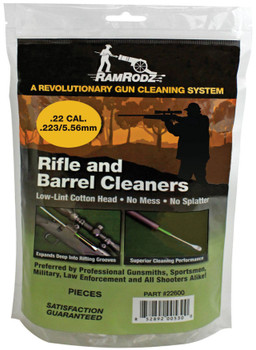 RamRodz 22600 Barrel Cleaner  5.56mm223 Cal Rifle CottonBamboo 3 Long Cotton Brush 600 Per Bag UPC: 852892005317
