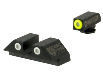 Night Fision GLK001007YGW Tritium Night Sights For Glock Green Tritium Yellow Outline Front Sight- Green Tritium White Outline Rear Sight Glock 17/17L/19/22