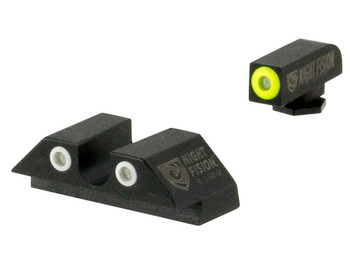 Night Fision GLK002007YGW Tritium Night Sights For Glock Green Tritium Yellow Outline Front Sight- Green Tritium White Outline Rear Sight Glock 20/21/29/30/36/40/41