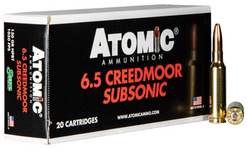 Atomic Ammunition 00476 Rifle Subsonic 6.5 Creedmoor 130 gr 1050 fps Sierra MatchKing BTHP 20 Bx10 Cs UPC: 858767004768