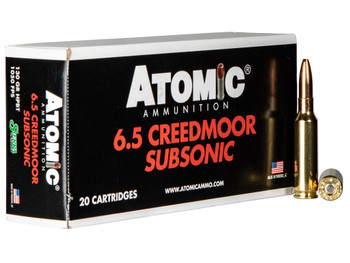 Atomic Ammunition 00476 Rifle Subsonic 6.5Creedmoor 130gr Sierra MatchKing BTHP 20 Per Box/10 Case