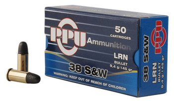 PPU PPH38SW Handgun  38 SW 145 gr Lead Round Nose LRN 50 Per Box 20 Cs UPC: 860500381312