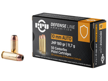 PPU PPD10 Defense 10mmAuto 180gr Jacketed Hollow Point 50 Per Box/10 Case