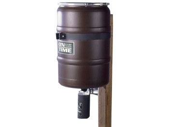 On Time 50003 Elite Lifetime Fish Feeder Combo 25 Gallon Capacity, Built-In Agitator Rod, Steel Band with Welded Bracket