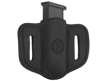 1791 Gunleather MAG12SBLA MAG1.2 Single Mag Holster Stealth Black Leather Belt Slide Compatible w/ Double Stack Ambidextrous