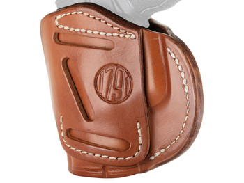 1791 Gunleather 4WH4CBRR 4-Way IWB/OWB Size 04 Classic Brown Leather Belt Clip Compatible w/Glock 26/Springfield XD/XDS/S&W Shield Plus Right Hand
