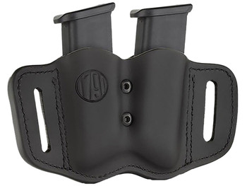 1791 Gunleather MAGF22SBLA MAG-F Double Mag Holster Stealth Black Leather Belt Slide Compatible w/ Double Stack Ambidextrous