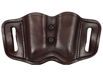 1791 Gunleather MAGF22SBRA MAG-F Double Mag Holster Signature Brown Leather Belt Slide Compatible w/ Double Stack Ambidextrous