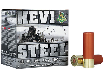 HEVI-Shot HS60088 HEVI-Steel 12Gauge 3" 1 1/4oz BBShot 25 Per Box/10 Case