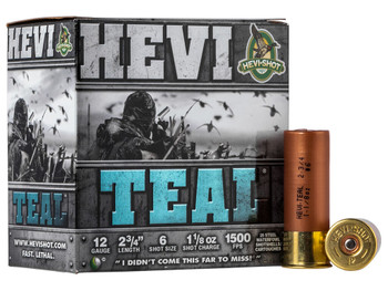 HEVI-Shot HS61226 HEVI-Teal 12Gauge 2.75" 1 1/8oz 6Shot 25 Per Box/10 Case