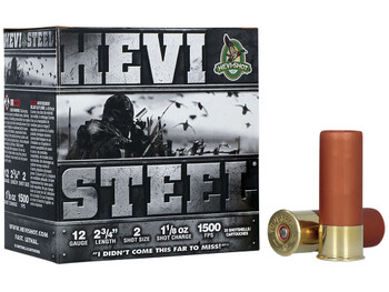 HEVI-Shot HS61222 HEVI-Steel 12Gauge 2.75" 1 1/8oz 2Shot 25 Per Box/10 Case