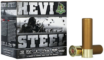 HEVI-Shot Hevi-Steel 12 Gauge Shotshell Ammunition, 3 1/2 Inch, 1550 FPS, 1 3/8 Ounce, #2 Shot - 5 Cartridge Box ( 5 / 1 )