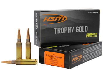 HSM 65X284140VLD Trophy Gold Extended Range 6.5x284 Norma 140 gr Berger Hunting VLD Match 20 Per Box/ 20 Case