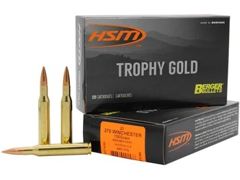 HSM 270130VLD Trophy Gold Extended Range 270 Win 130 gr Berger Hunting VLD Match 20 Per Box/ 20 Case