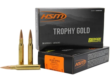 HSM 3006185VLD Trophy Gold Extended Range 30-06 Springfield 185 gr Berger Hunting VLD Match 20 Per Box/ 20 Case