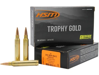 HSM 300WM185VLD Trophy Gold Extended Range 300 Win Mag 185 gr Berger Hunting VLD Match 20 Per Box/ 20 Case