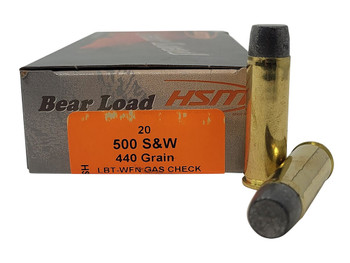 HSM 500SW6N Bear Load 500 S&W Mag 440 gr Wide Flat Nose 20 Per Box/ 25 Case