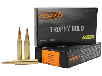 HSM 7MAG180VLD Trophy Gold Extended Range 7mm Rem Mag 180 gr Berger Hunting VLD Match 20 Per Box/ 20 Case