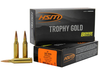HSM 24387VLD Trophy Gold Extended Range 243 Win 87 gr Berger Hybrid Tactical Open Tip Match 20 Per Box/ 25 Case