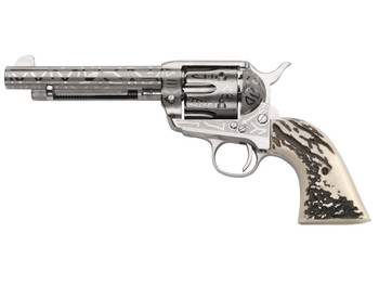 Taylors & Company OG1407 1873 Cattle Brand 357 Mag 6rd 5.50" Nickel Engraved Imitation Stag Grip