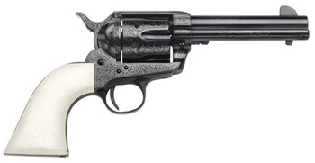 Taylors  Company 200056 1873 Cattleman Outlaw Legacy 45 Colt LC Caliber with 4.75 Barrel 6rd Capacity Cylinder Overall Blued Engraved Finish Steel  Ivory Synthetic Grip UPC: 839665000366