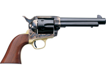 Taylors & Company 550527 Ranch Hand 357 Mag Caliber with 5.50" Blued Finish Barrel, 6rd Capacity Blued Finish Cylinder, Color Case Hardened Finish Steel Frame & Walnut Grip