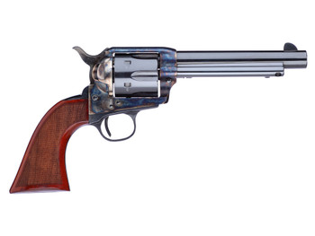 Taylors & Company 556209DE Short Stroke Gunfighter Uberti 357 Mag 6 Shot 5.50" Blued Round Barrel & Cylinder, Color Case Hardened Steel Frame, Walnut Checkered Army Style Grip, Exposed Hammer