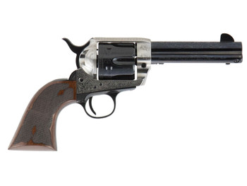 Cimarron PP410LSFW Frontier Pre-War 1896-1940 45 Colt (LC) 6 Shot, 4.75" Blued Steel Barrel, Blued Cylinder, Old Silver Engraved Steel Frame, Checkered Walnut Grip, Exposed Hammer