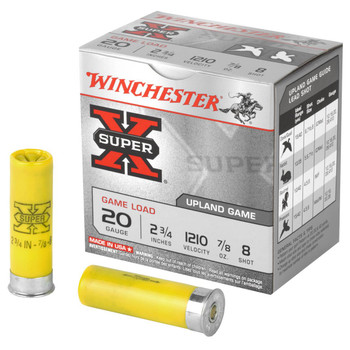 Winchester Super-X 20 Gauge Shotshell Ammunition, 2 3/4 Inch, 1210 FPS, 2/3 Ounce, #8 Shot - 25 Cartridge Box ( 25 / 1 )