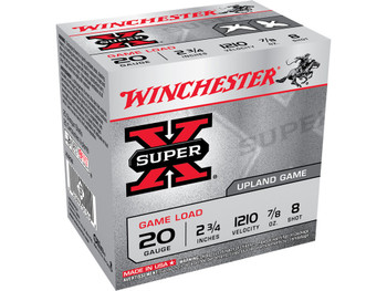 Winchester Ammo XU208 Super X Game Load 20Gauge 2.75" 7/8oz 8Shot 25 Per Box/10 Case