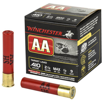 Winchester AA Target 410 Bore Shotshell Ammunition, 2 1/2 Inch, 1200 FPS, 1 1/8 Ounce, #9 Shot - 25 Cartridge Box ( 25 / 1 )