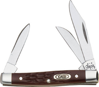 Case 00081 Stockman  Small 21.51.49 Folding ClipSheepfootPen Plain AsGround Stainless Steel Blade Brown Jigged Synthetic Handle UPC: 021205000817