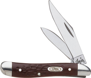 Case 00106 Stockman  Medium 2.421.581.57 Folding ClipSheepsfootPen Plain AsGround TruSharp SS BladeBrown Jigged Synthetic Handle UPC: 021205001067